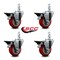 Service Caster 3.5'' Red Poly Wheel Swivel 3/4'' Square Stem Caster Set with Brake, 4PK SCC-SQ20S3514-PPUB-RED-PLB-34-4 - alternate 3